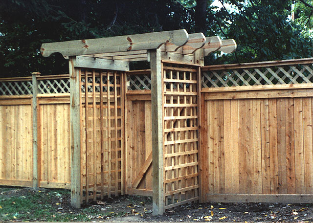 Custom Wood Pergola With Square Lattice by Elyria Fence